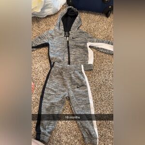 Nike Gray and White Matching Sweatpants Set for Sporty Style